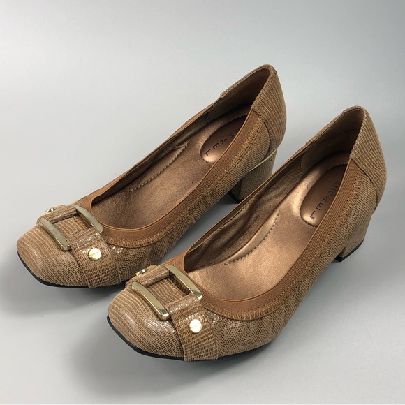 Michael Women’s Brown Snake Print Block Heels Size 8M - Picture 7 of 13